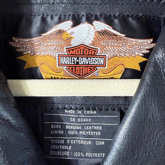 Vintage Harley Davidson Motorcycle Jacket Women SZ M Black Brown Flames EUC - Picture 3 of 12